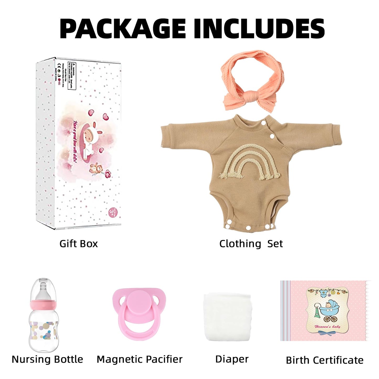 Lifelike Reborn Baby Dolls-20 inch Sleeping Realistic Newborn Baby Dolls, Soft Cloth Body with Feeding Toy for Kids Age 3 +