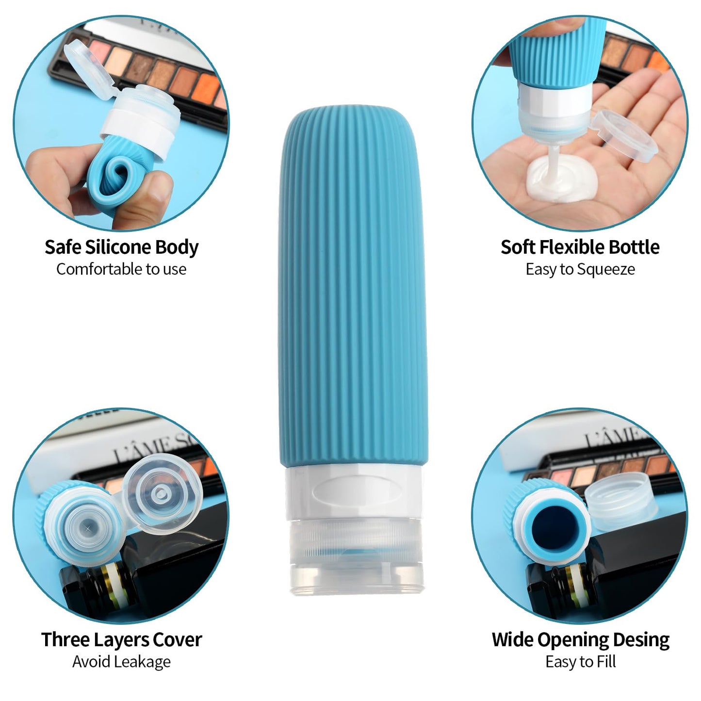 Mrsdry 16 Pack Travel Bottles Set, TSA Approved Leak Proof Silicone Squeezable Containers for Toiletries, Refillable Travel Accessories for Conditioner, Shampoo, Lotion & Body Wash Accessories