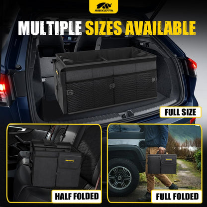 MIKKUPPA Car Trunk Organizer - 65L Collapsible Trunk Organizer with Lid, Sturdy Car Storage for SUV Auto Truck Van with Adjustable Straps and Non Slip Bottom (Black)