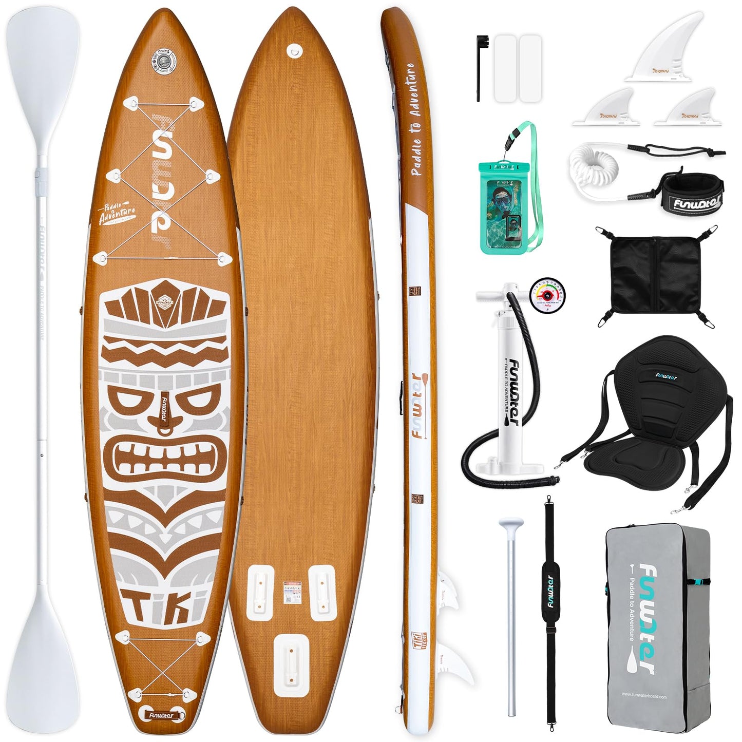 FunWater 11'6×33"×6" Inflatable Stand Up Paddle Board with Premium SUP Paddleboard Accessories, Adults & Youth for All Skill Levels, Included with Board, Paddle, Pump, Seat, Backpack
