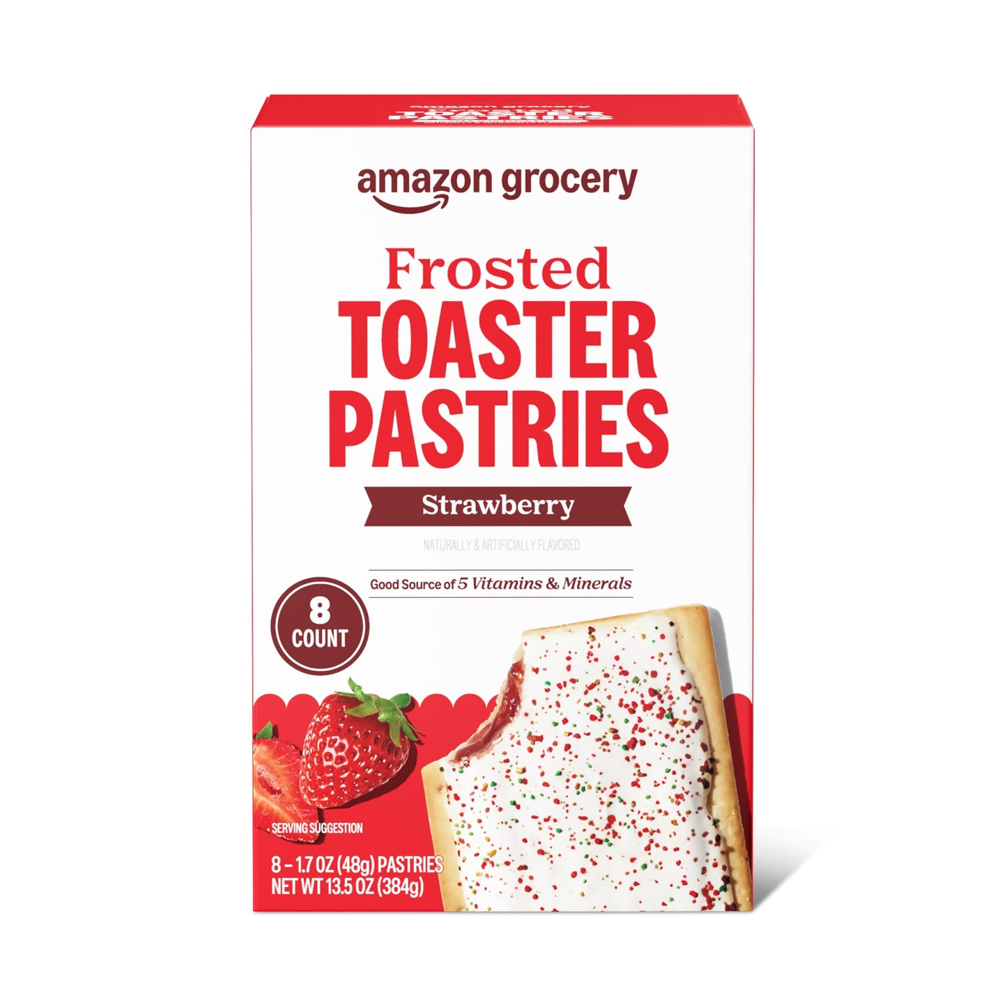 Amazon Grocery, Frosted Toaster Pastries, Strawberry, 13.5 Oz, 8 Ct (Previously Amazon Fresh, Packaging May Vary)