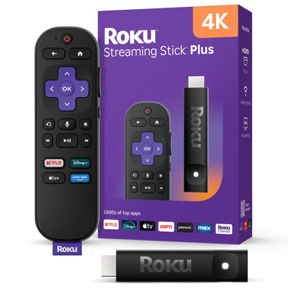 Roku Streaming Stick Plus 2025 - 4K & HDR Roku Streaming Device for TV with Voice Remote - Free & Live TV