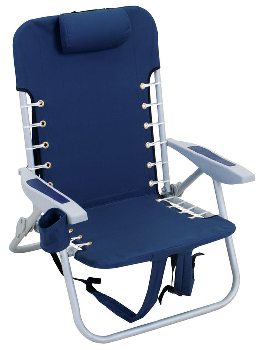 RIO Gear Beach Lace-Up Suspension Folding Beach Chair, Navy , 44.7" x 25.5" x 26.5"