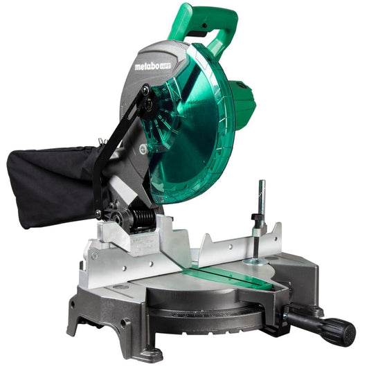 Metabo HPT 10-Inch Compound Miter Saw, 15-Amp Power Saw with Large 10-Inch Table, Precision Miter Angles, Single Bevel 0-45°, 24T TCT Blade, Positive Stops, Lightweight Design, C10FCGS
