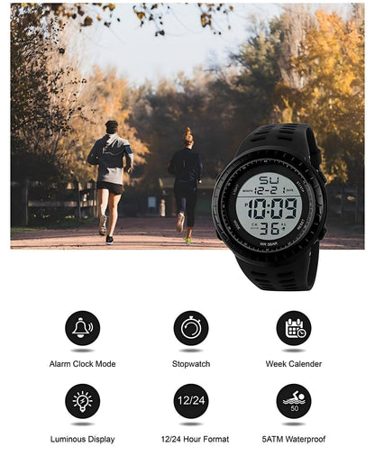 LYMFHCH Men's Digital Watch, Sports Waterproof Military Watches for Men LED Casual Stopwatch Alarm Tactical Army Watch