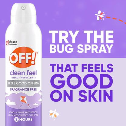 OFF! Clean Feel Insect Repellent Aerosol with 20% Picaridin, Bug Spray with Long Lasting Protection from Mosquitoes and Ticks, Feels Good on Skin, 5 oz
