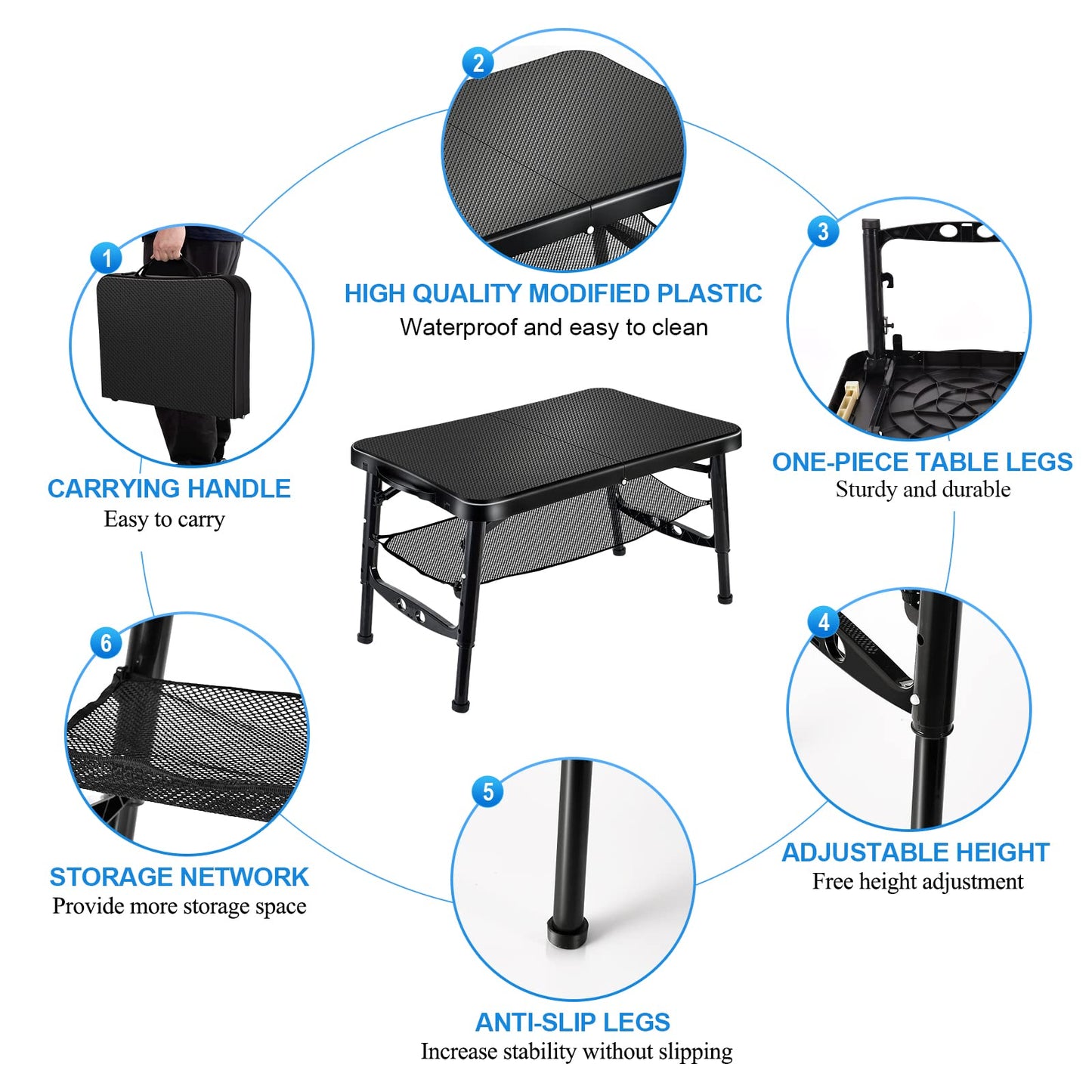 KPR Retractable Small Folding Table and Stool Set, Portable Camping Foldable Table Lightweight Yet More Sturdy with Adjustable Stool for Outdoor Picnic, Beach, Camp, Also Ideal as Laptop Bed Desk