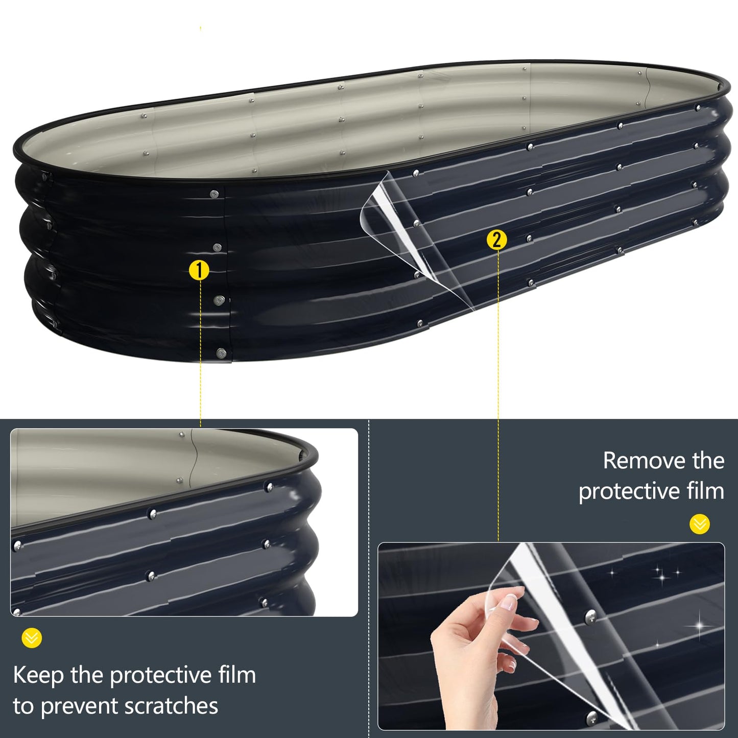 Kesfitt Raised Garden Bed Kit,Outdoor Galvanized Planter Raised Boxes with Safety Edging and Gloves,Large Metal Raised Garden Beds for Gardening Vegetables,Fruits,Flower(6x3x1FT)