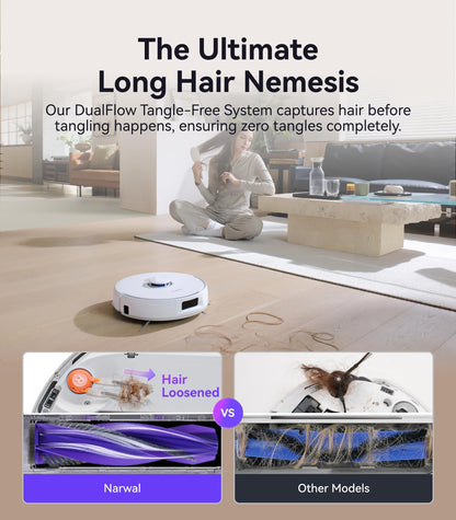 NARWAL Freo Pro Robot Vacuum and Mop Combo, Tangle Free Robot Mop, 8500Pa Powerful Suction, Self-Emptying, Auto Mop Washing, Auto Drying, Obstacle Avoidance, Ideal for Pet Hair and Hard Floor