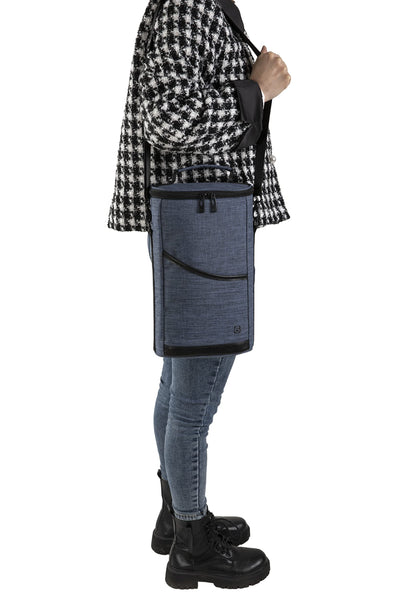 ALLCAMP 2 Bottle Wine Tote Carrier - Insulated Portable Padded Canvas Wine Bag for Travel, BYOB Restaurant, Wine Tasting, Party, Great Christmas Day Gift for Wine Lover，Blue