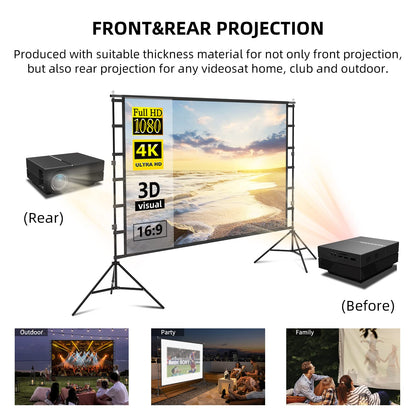 Lejiada 150" Portable Projector Screen with Stand, Foldable & Anti-Crease, HD 4K Movie Screen for Outdoor/Indoor Use, Home Theater, Parties & Business Presentations - Includes Carry Bag