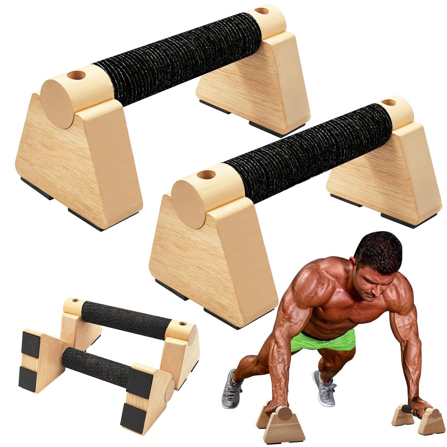 Parallettes Bars - Wooden Calisthenics Equipment for Handstand Training, Push Up Bars & Calisthenics Bar - Handstand Bars and Pushup Handles for Men