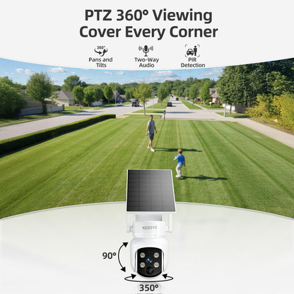 KCSNYO 4MP Solar Camera Outdoor Wireless, Add-On Camera Work with Homebass, Add-On Cameras Also can Used Independently, Cameras for Home Security, Color Night Vision, WiFi 6, PIR, SD Card, Cloud