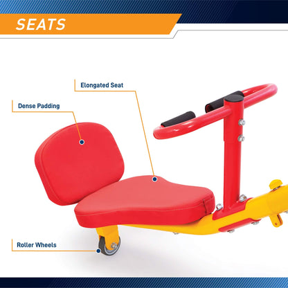 gym dandy Spinning Teeter Totter - Impact Absorbing Kids Playground Equipment - 360 Degree Rotation, Red, Yellow & Blue, 99 Inch, (TT360)