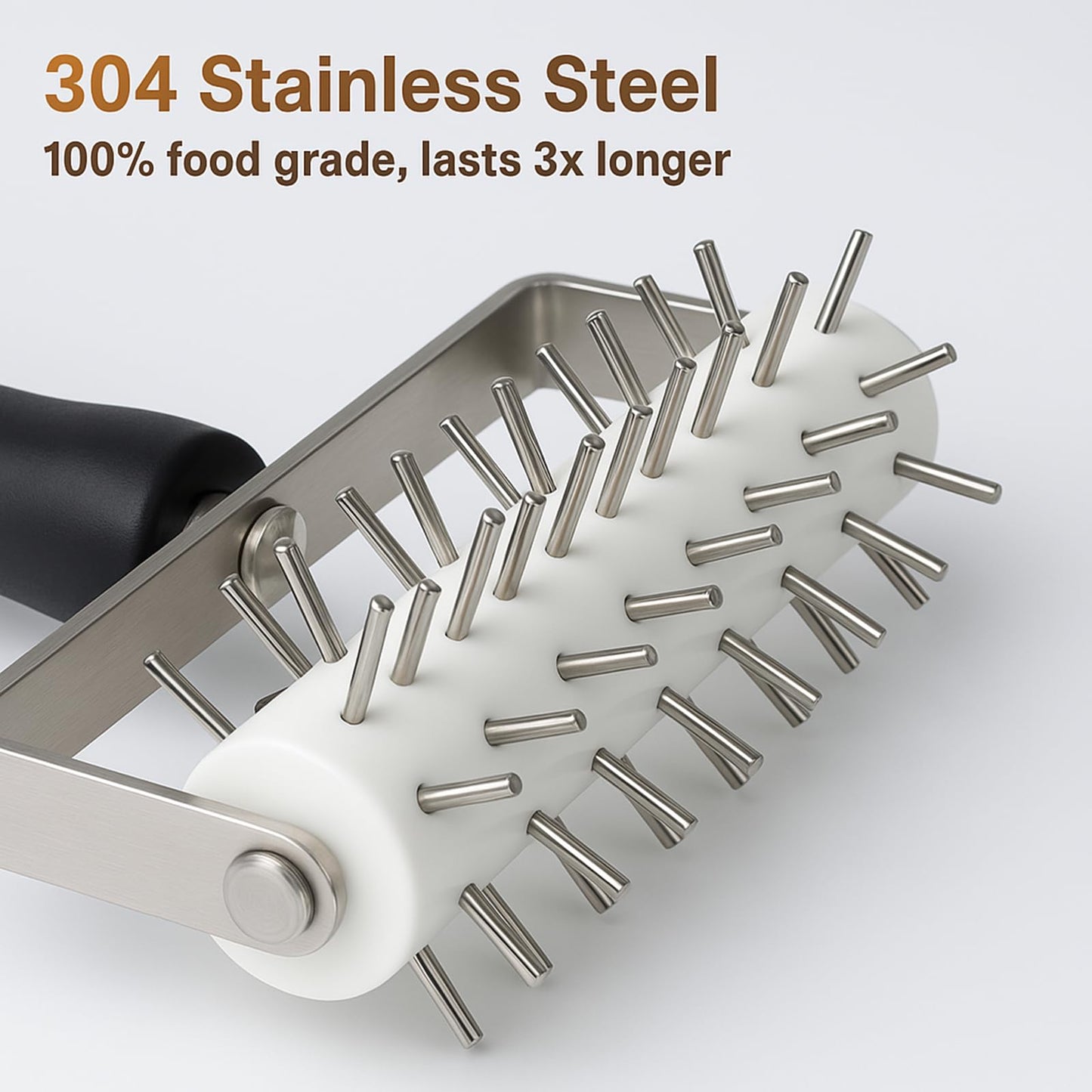 EVEDMOT Pizza Dough Docker Roller Stainless Steel, Pin Puncher Dough Hole Maker, Docking Tool for Pizza Pie Cookie Pastry Bread