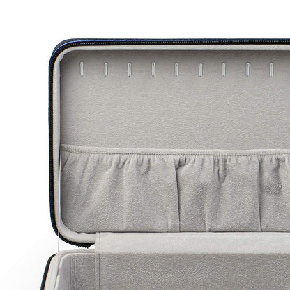 Oirlv Blue Leather Jewelry Box Handmade Travel Jewelry Organizer Storage Case Holder For Girl Lady Earring,Ring,Necklace,Pendant,Watch,Bracelet.(3 layers)