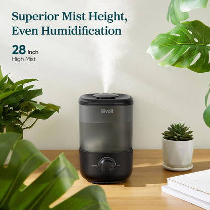 LEVOIT Classic 160 Top-Fill Ultrasonic Cool Mist Humidifier, Super Easy to Fill and Clean, Quiet Operation for Bedroom Home Baby & Plants, Auto Shut-off for Safety, 360° Rotating Nozzle, 2.5L, Black