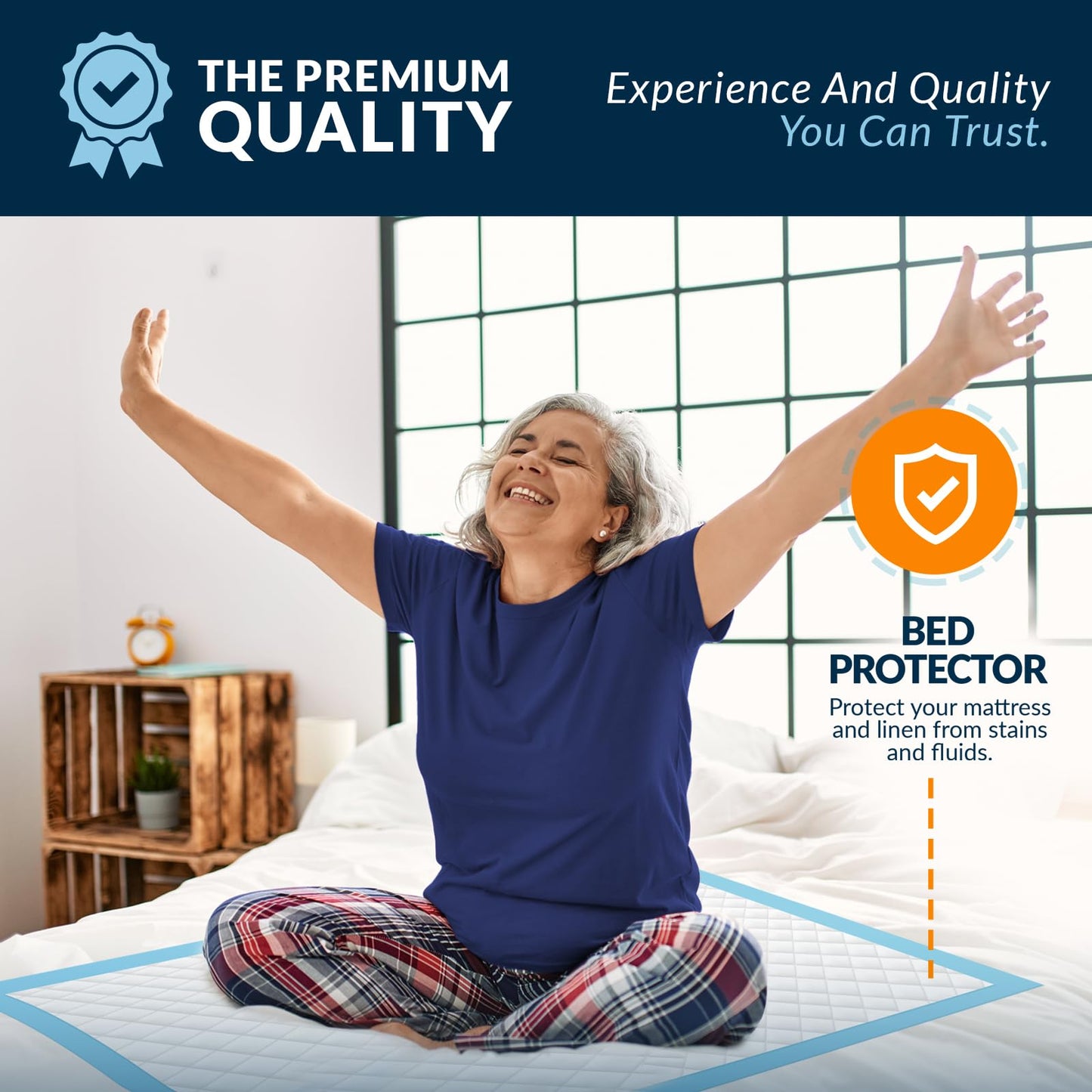 MED PRIDE Disposable Chux Pads 23in X 36in, Super Absorbent Bed Pads for Incontinence, Underpads for Adults, Kids, Pets (50 Count (Pack of 1) Blue/White)