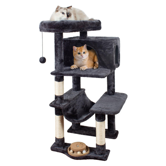 Fantasreen 40" Gray Cat Tree Tower for Indoor Cats, Scratching Post with Hammock, Cat Condo for Kittens and Adult Cats