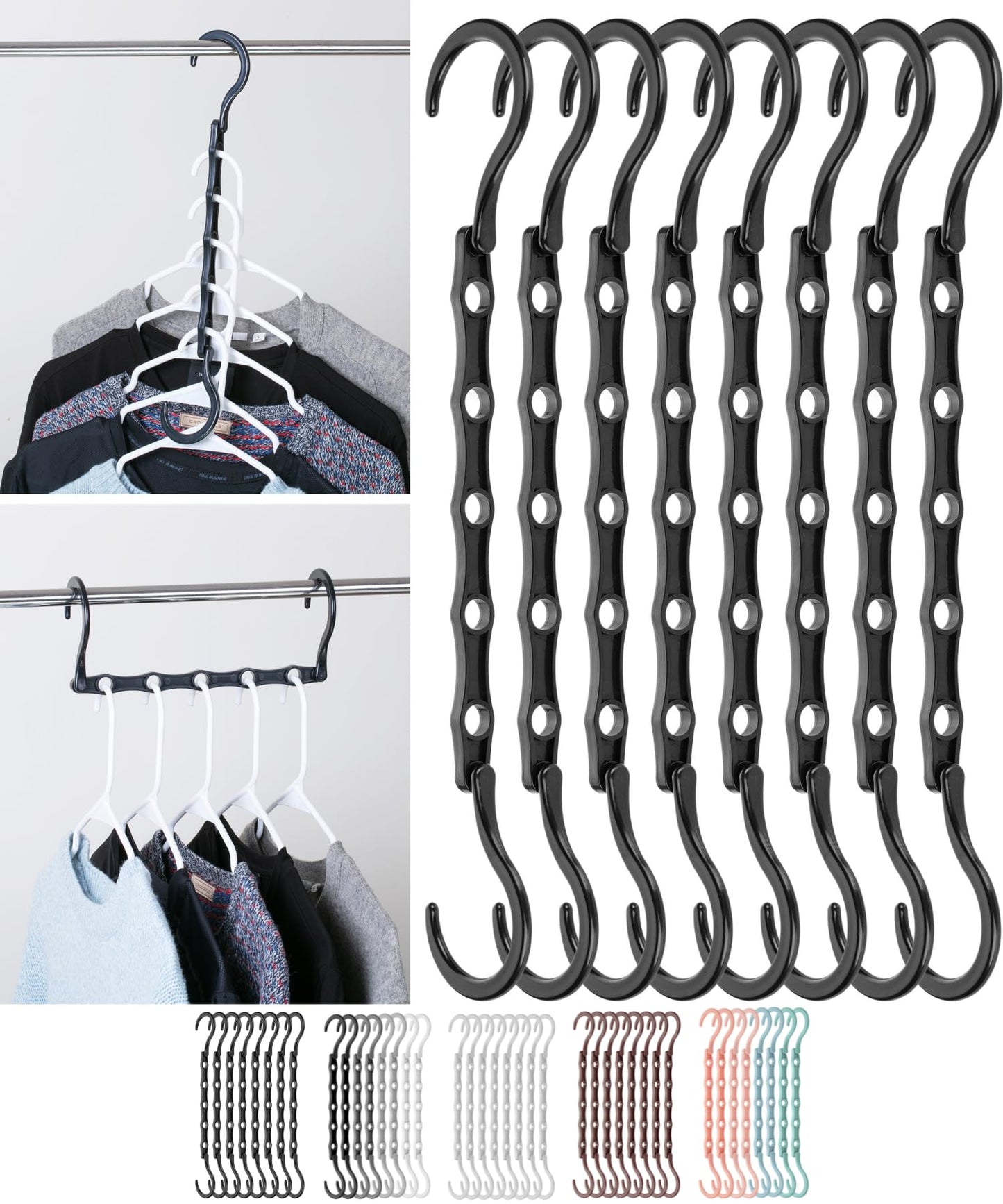 Mr. Pen- Space Saving Hangers, Black, 8 Pack, Clothes Organizers, Shirt Hangers, Magic Closet Space Savers, Back to School Supplies