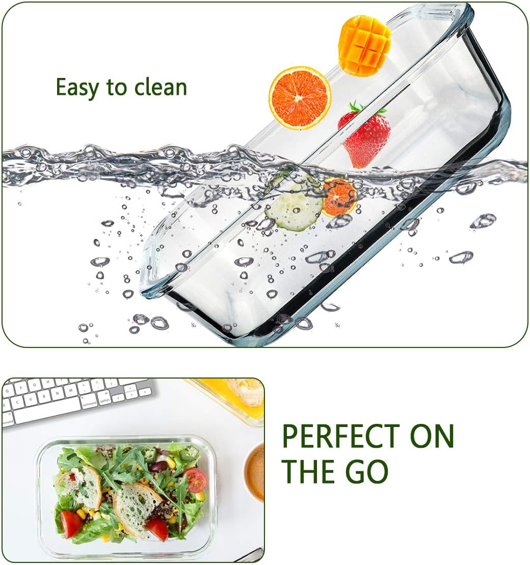 M MCIRCO [8-Pack,30 oz] Glass Meal Prep Containers,Glass Food Storage Containers,Airtight Glass lunch Containers with Lids - Microwave, Oven, Freezer and Dishwasher