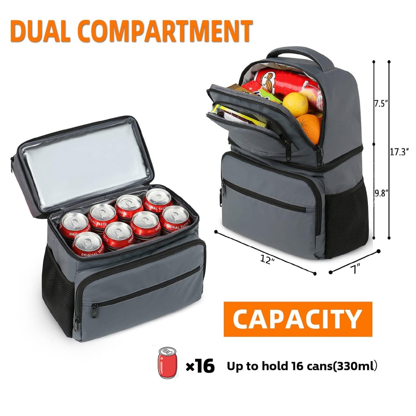 MATEIN Cooler Backpack, 26 Cans Insulated Lunch Backpack for Men Women, Leakproof Double Layer Lunch Cooler Bag Lightweight Soft Lunch Backpack with Cooler Compartment, Beach Camping Hiking Beer Gifts