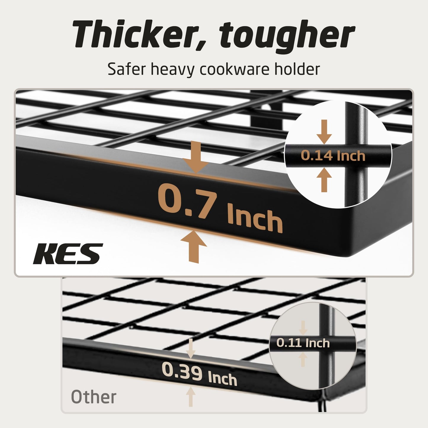 KES 30-Inch Kitchen Pan Pot Rack Wall Mounted Hanging Storage Organizer Wall Shelf with Hooks Matte Black, KUR215S75A-BK