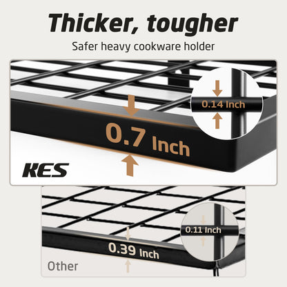 KES 30-Inch Kitchen Pan Pot Rack Wall Mounted Hanging Storage Organizer Wall Shelf with Hooks Matte Black, KUR215S75A-BK