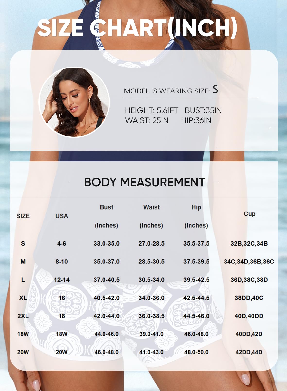 Aleumdr Three Piece Tankini Swimsuits for Women Athletic Bathing Suits Swim Tank Tops with Sports Bra and Boyshorts Bathing Suits Blue Small