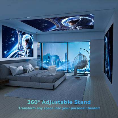 Projector with WiFi and Bluetooth,Mini-Projector: [550 ANSI & 360°Adjustable-Stand & Electric Focus & Auto Keystone], Lisowod L02 2025 Upgrade Portable 1080P Outdoor Movie Projector for Phone/TV Stick