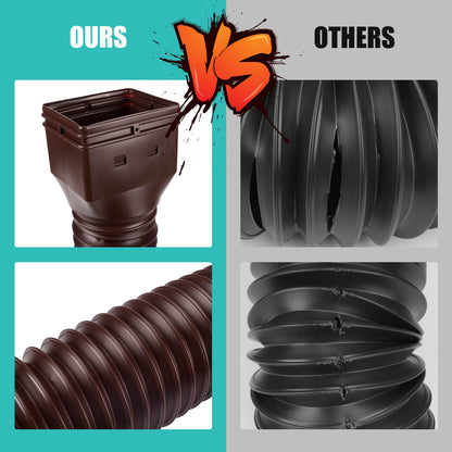 PXCAYFF 2 Pack Rain Gutter Downspout Extensions Flexible,Downspout Extender Diverter Extendable from 21" to 58". Drain Pipe Connector Extendable for Most Residential Downspouts (Brown)