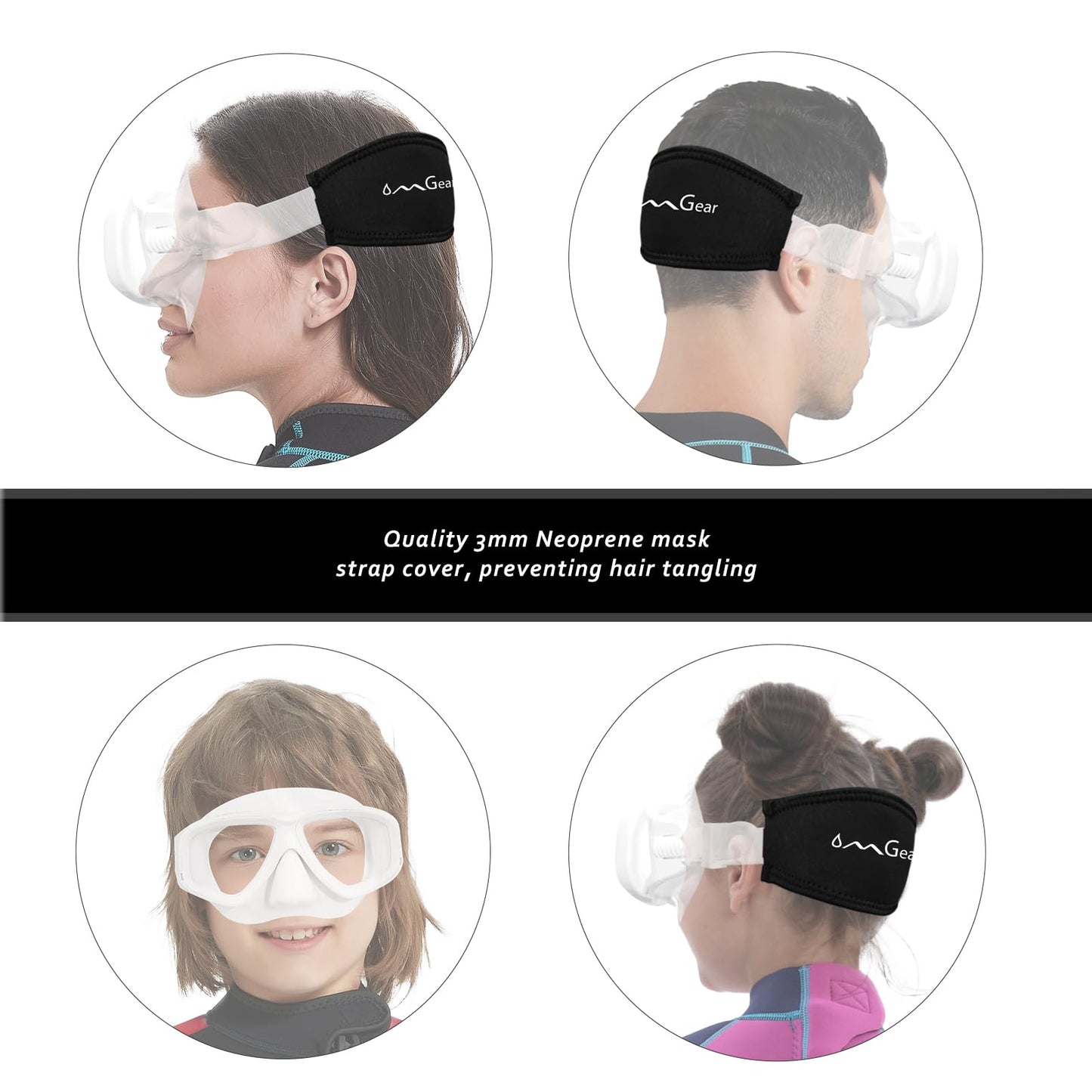 OMGear Swim Goggles with Nose Cover Diving Mask Snorkeling Gear Kids Adult Snorkel Mask for Scuba Free Diving Spearfishing Neoprene Strap Cover Impact Resistance (White)