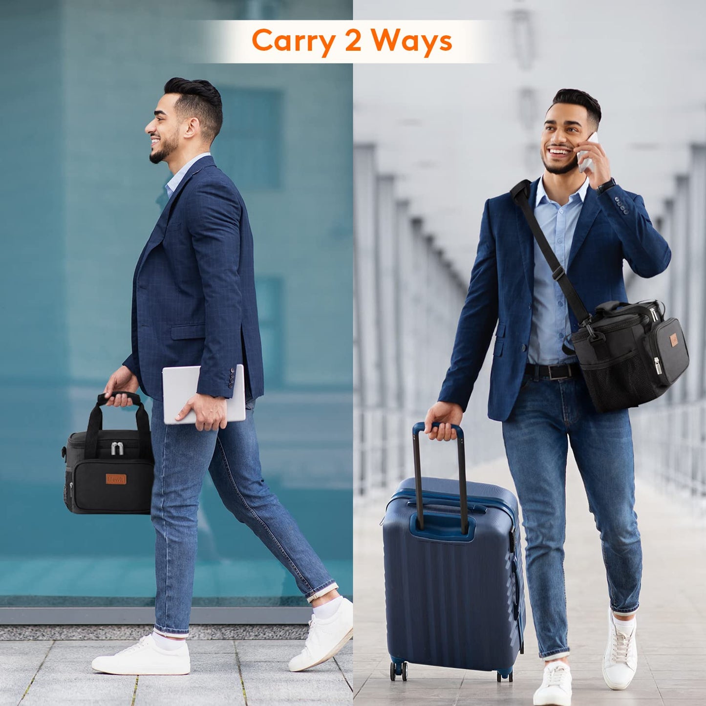 Lifewit Medium Lunch Bag Insulated Lunch Box Soft Cooler Cooling Tote for Adult Men Women, Black 12-Can (9L)