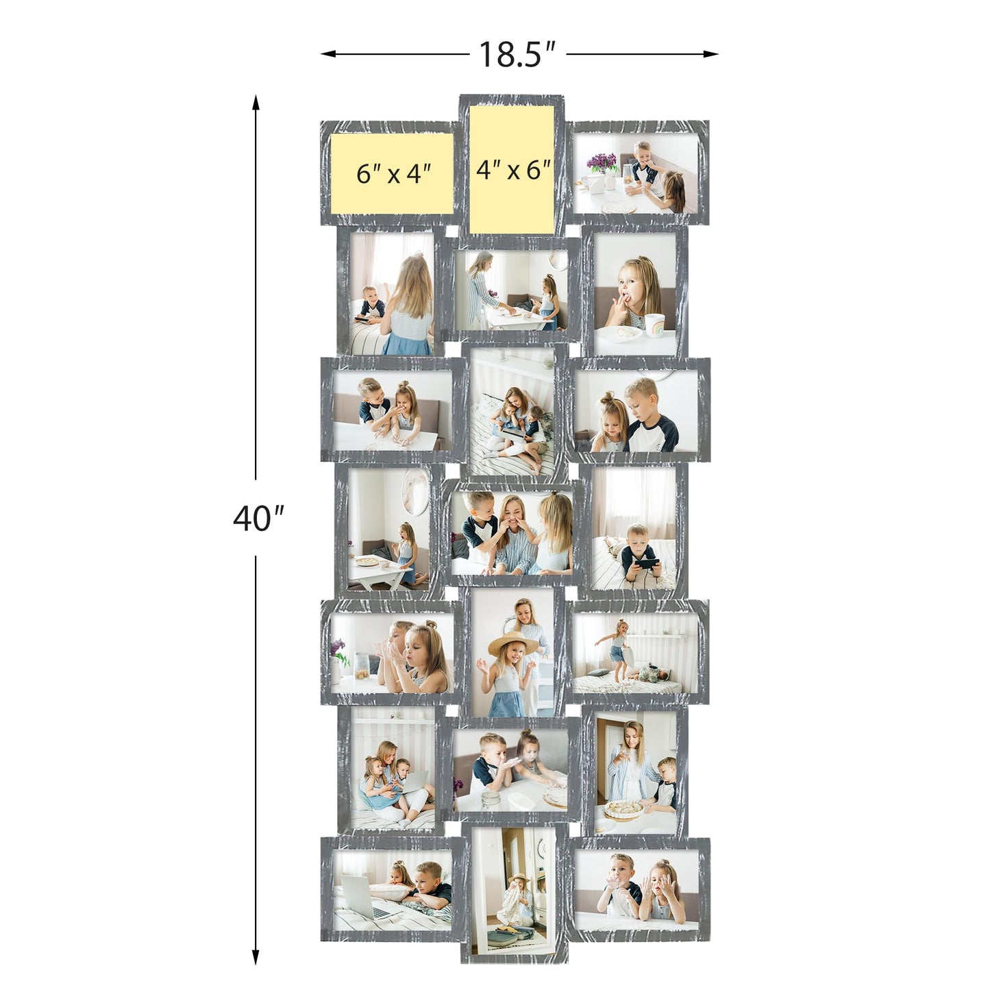 J.M.Deco Collage Picture Frames for Wall Decor, 21-Opening Reunion Family Friends Picture Frame Set, Photo Frames for Living Room Bedroom, Gallery Puzzle Collage Wall Hanging for 4x6, Mother's Day Gift, Ashes