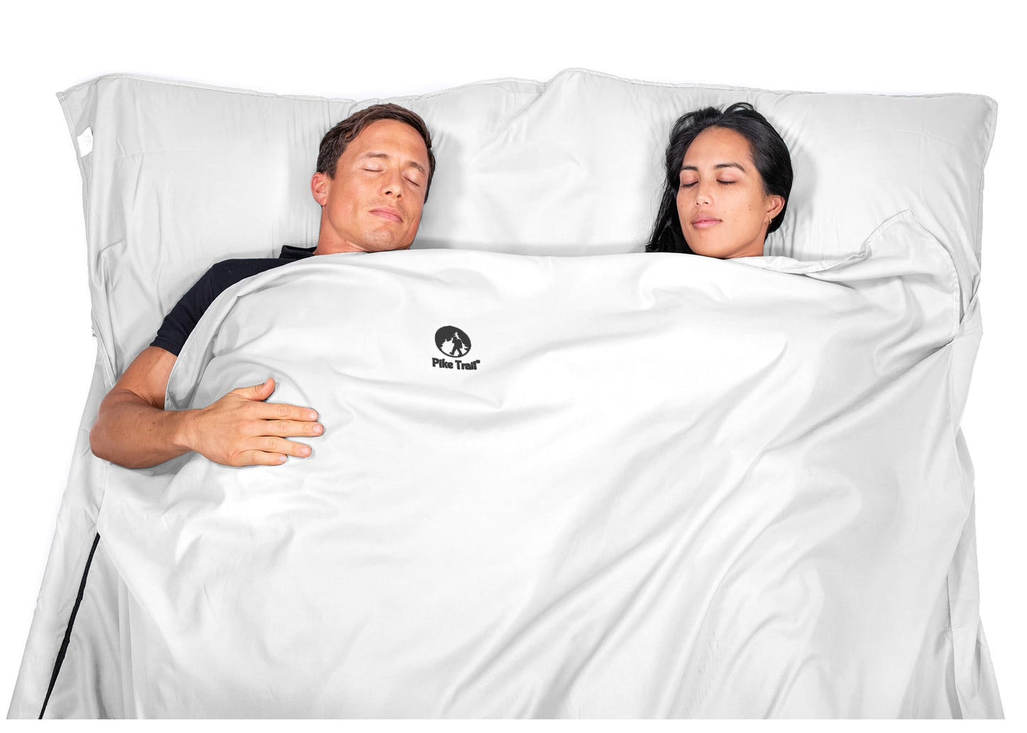 Pike Trail Sleeping Bag Liner – Travel and Camping Sheet, Lightweight and Compact Insert with Full Length Zipper and Guarantee (White Cloud, X-Large, 86 in. L x 63 in. W King Size Bed)