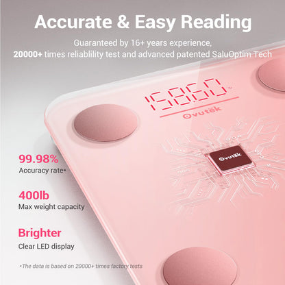 Ovutek Smart Scale for Body Weight, Digital Bathroom Scale BMI Weighing Body Fat Scale, Accurate Body Composition Scale Monitor for People's Health with Smartphone App, Compact Size, 400lb