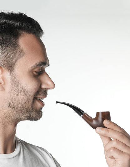 Joyoldelf Tobacco Pipe Set, Short Handle Curved Smoking Pipe with Foldable Pipe Stand Holder, Pipe Starter Kit for Beginner with Gift Box and Accessories