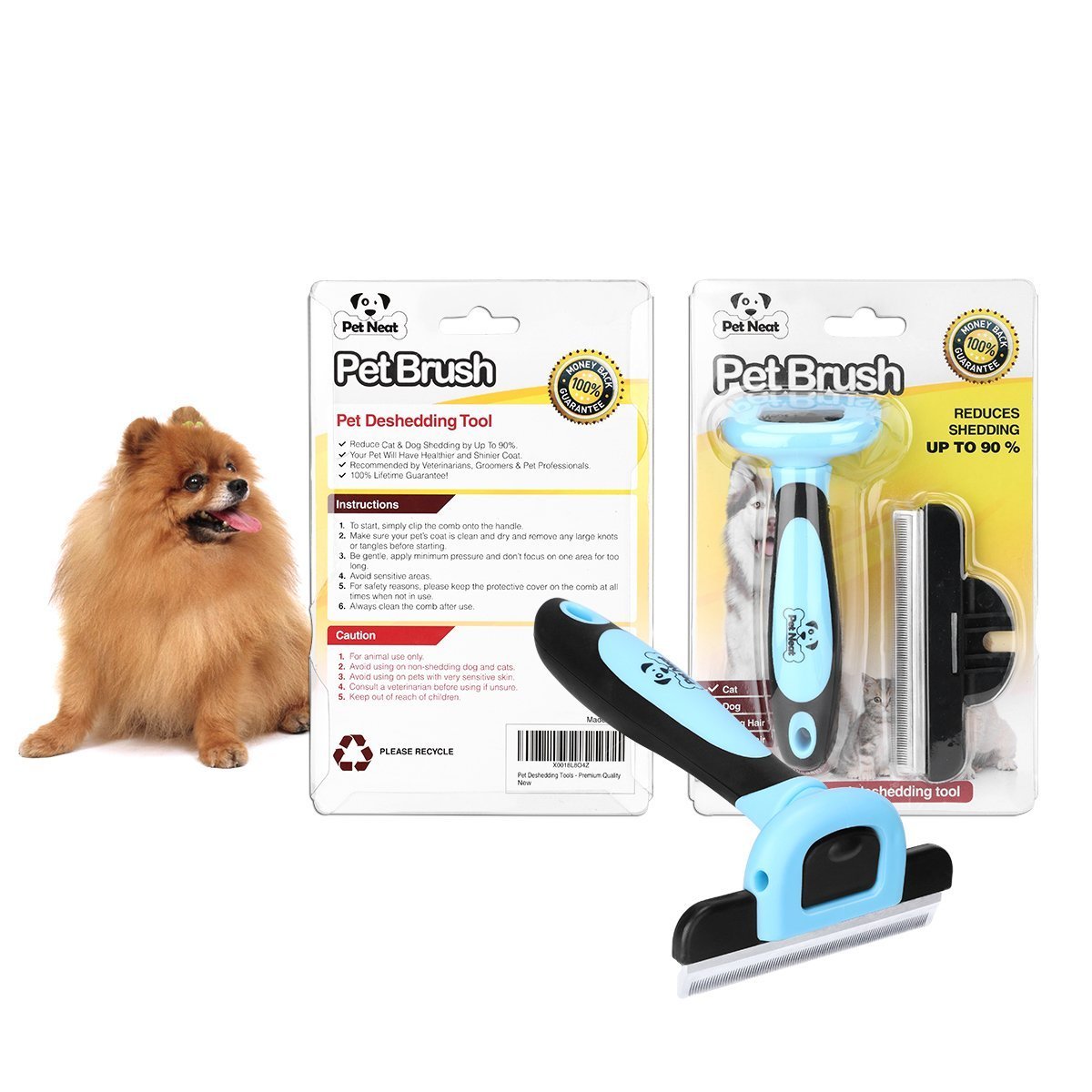 Pet Neat Pet Grooming Brush Effectively Reduces Shedding by Up to 95% Professional Deshedding Tool for Dogs and Cats