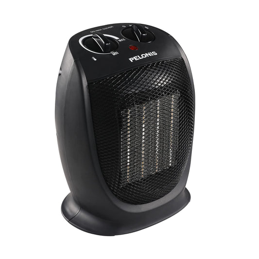 PELONIS PHTA1ABB Portable, 1500W/900W, Quiet Cooling & Heating Mode Space Heater for All Season, Tip Over & Overheat Protection,for Home, Office Personal Use, Black , 9inch