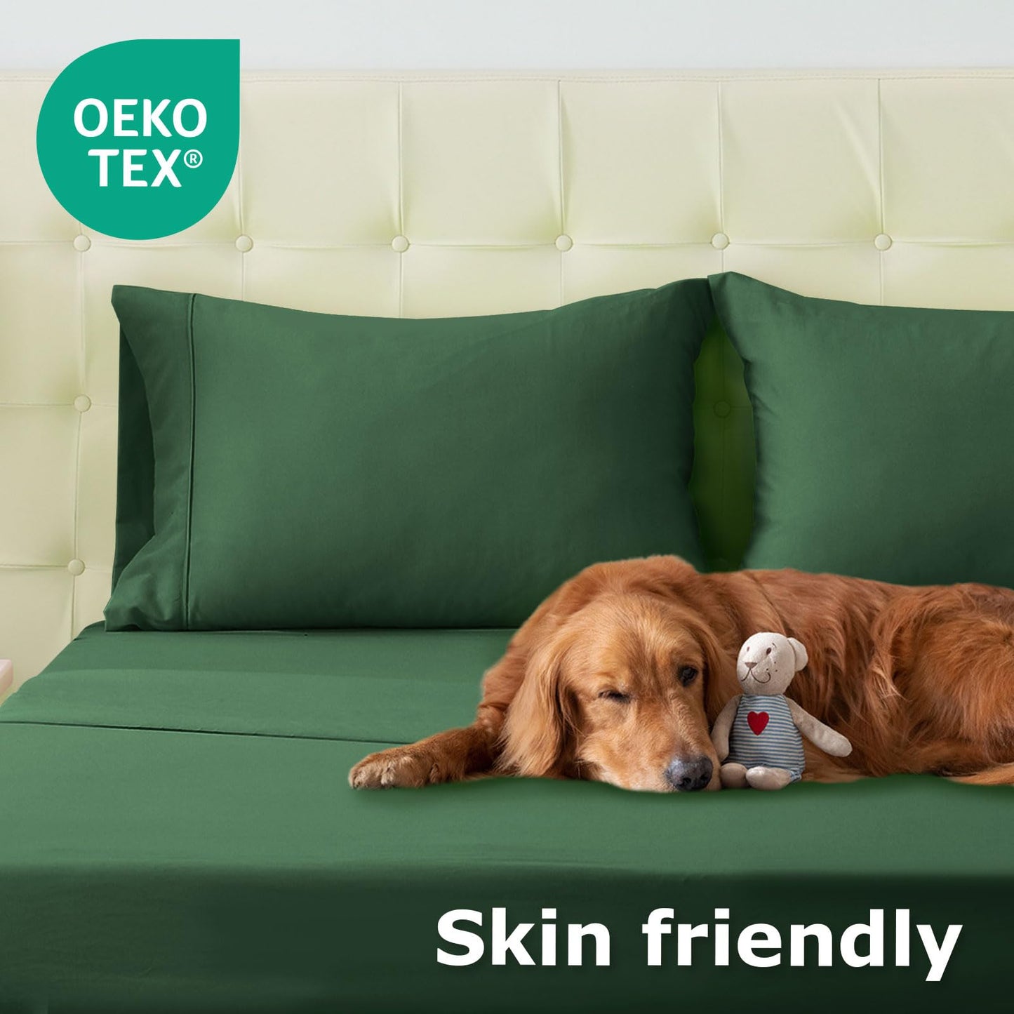 Homilay Full Size Bed Sheet Set - 4 Piece Soft Microfiber Sheets with Deep Pockets, Cooling Technology, and Wrinkle-Free Pillowcase. Hotel-Quality, Durable Bedding, Eden Green