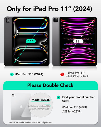 ESR for iPad Pro 11 Inch Case (M4) 2024 5th Gen, Rotating Case with Removable Magnetic Cover, Adjustable Portrait/Landscape Stand with Raised Screen View, 9 Standing Angles, Shift Series, Purple