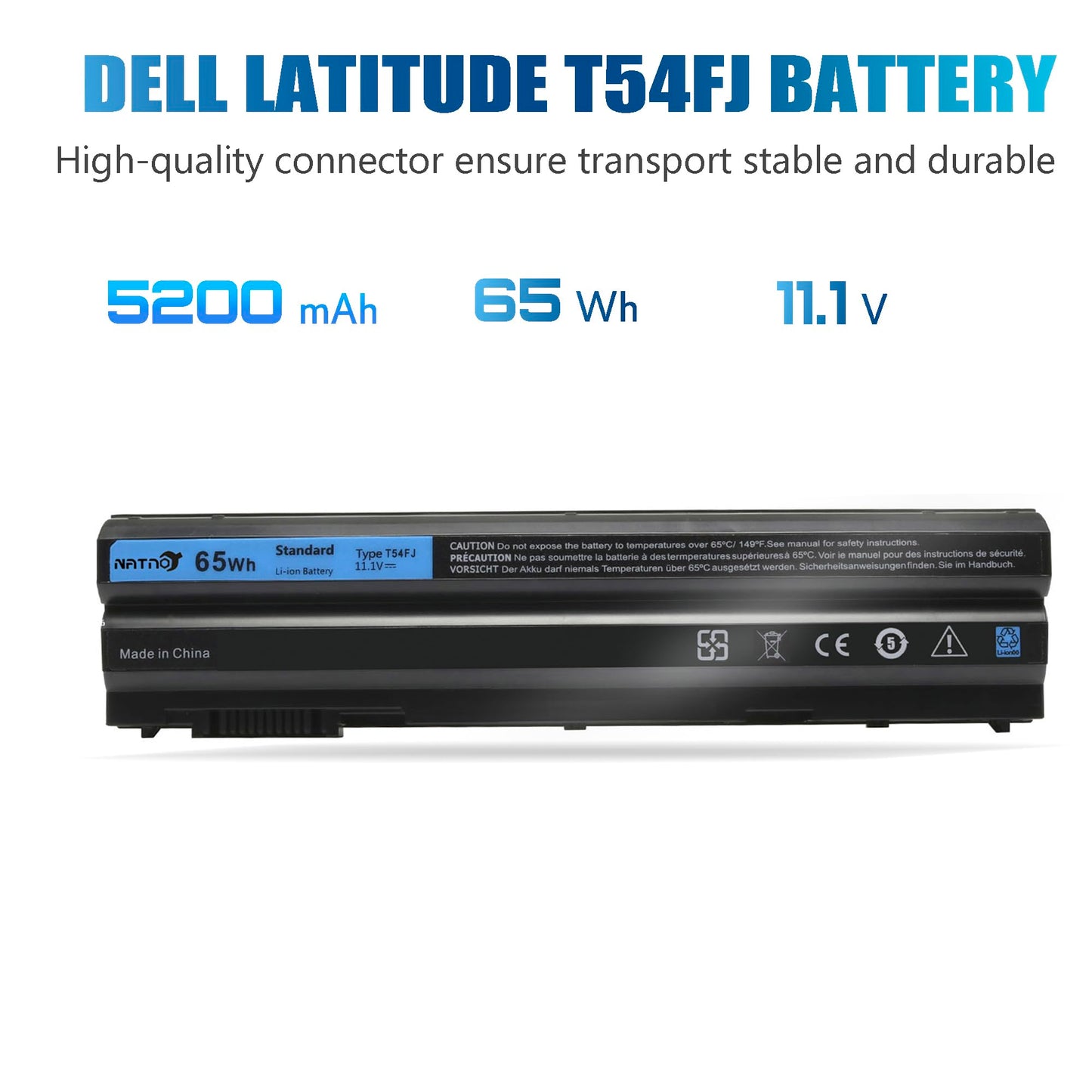 NATNO T54FJ 8858x Laptop Battery for Dell Latitude E6420 E6430 E6440 E6520 E6530 E6540 E5520 E5530 E5420 E5430, Inspiron 17r-7720 17r-se-7720 17r-5720 15r-5520 15r-7520 [65Wh 11.1V 6 Cell]