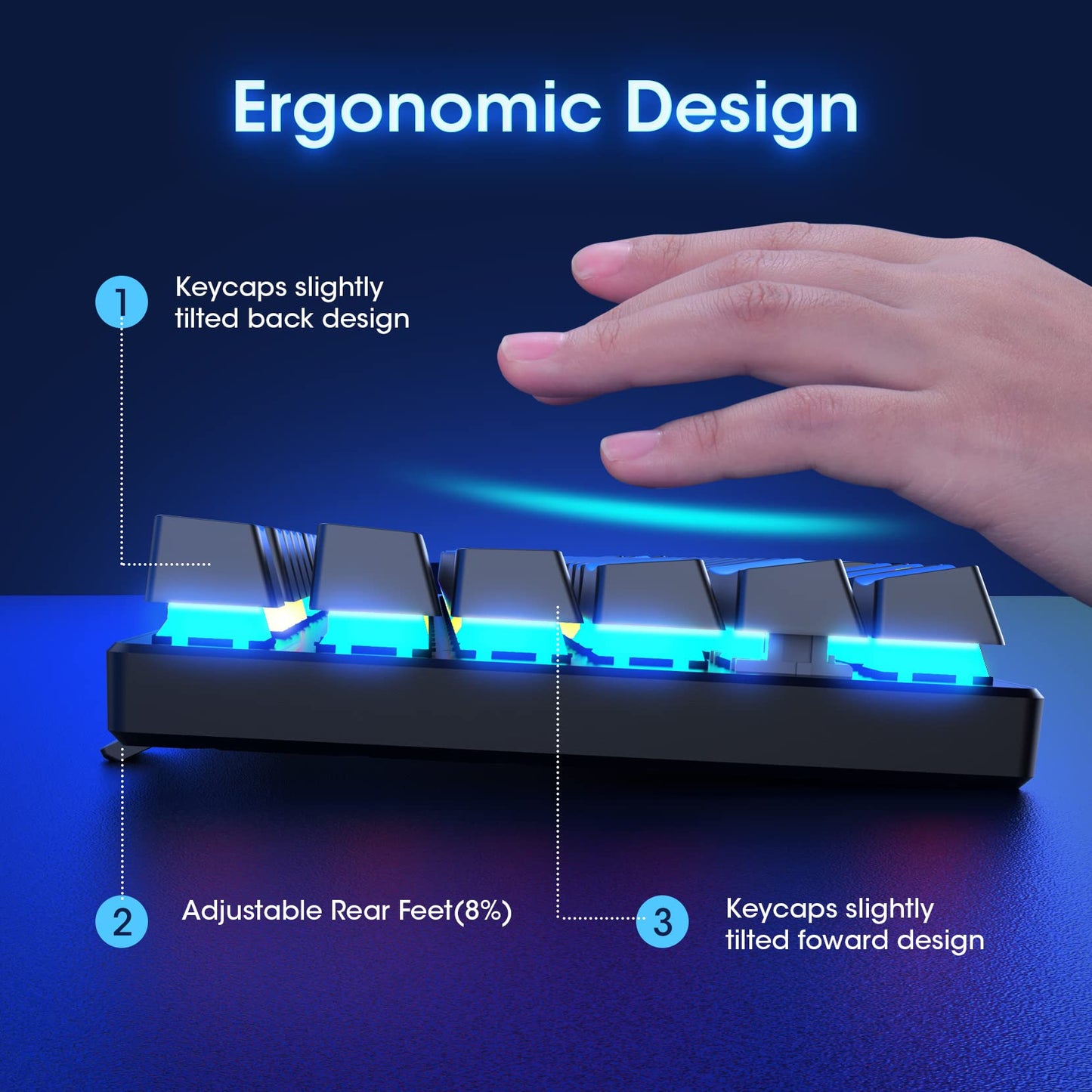 RisoPhy Mechanical Gaming Keyboard, RGB 104 Keys Ultra-Slim LED Backlit USB Wired Keyboard with Blue Switch, Durable Abs Keycaps/Anti-Ghosting/Spill-Resistant Computer Keyboard for PC Mac Xbox Gamer