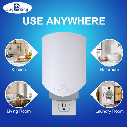 Flying Insect Trap for Indoors: Light Trap Captures Fruit Flies, Gnats, and Houseflies, BUG PARKING 1 Device and 3 Refills Silent Bug Catcher with UV Light for Indoor-Plants, Kitchen