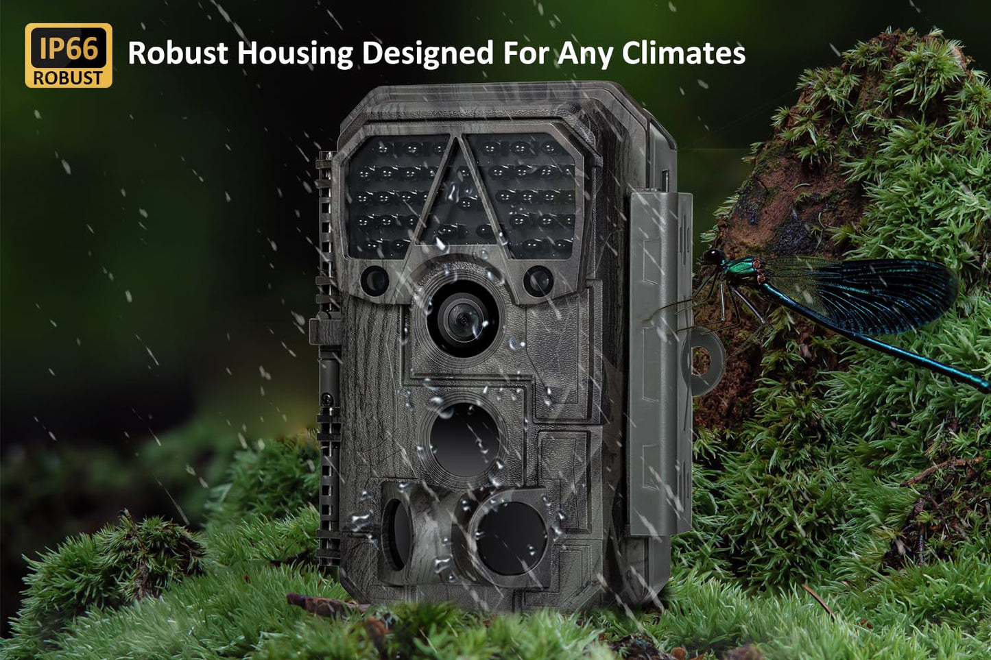 Meidase P70 Trail Camera, 64MP 1296p, Game Cameras with No-Glow IR Night Vision, Motion Activated, Waterproof for Wildlife Deer Cams, Hunting