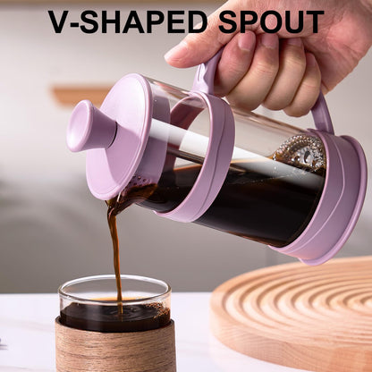 gegewawa French Press Coffee Maker, Coffee Press of 18/8 Stainless Steel Filter 11.8 OZ, Mini Camping French Press for Travel& Home Gift