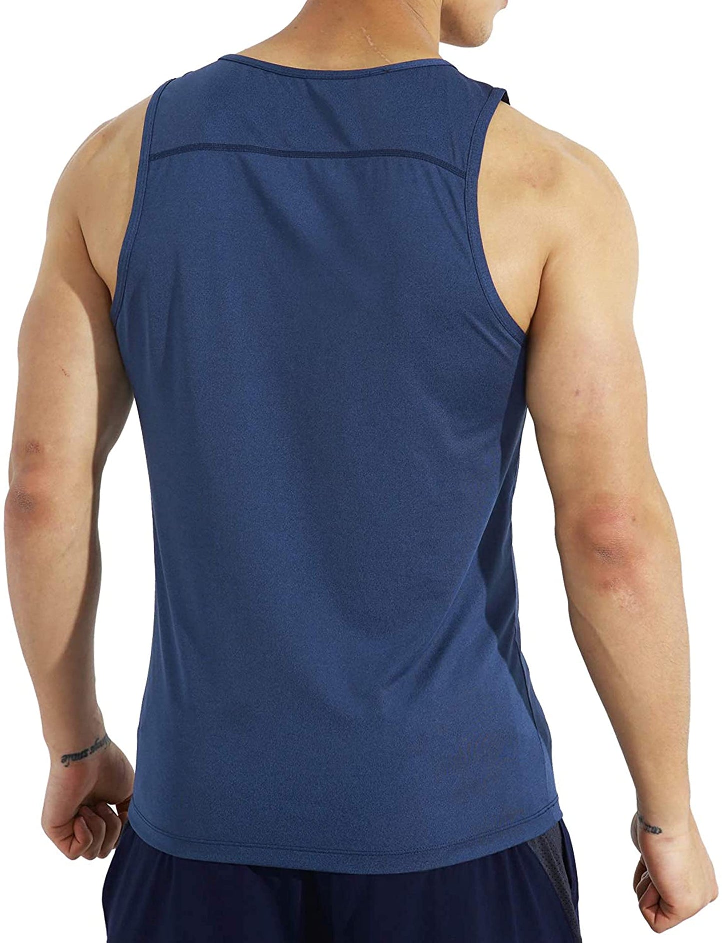 EZRUN Men's Quick Dry Sport Tank Top for Bodybuilding Gym Athletic Jogging Running,Fitness Training Workout Sleeveless Shirts(Blue,XL)