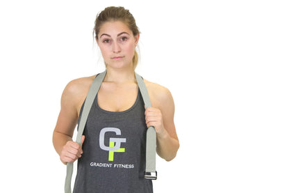 Gradient Fitness Yoga Strap, Friction-Less Easy-Feed Buckle, Yoga Straps for Stretching, Super Soft Cotton/Polyester Blend Webbing, Yoga band, Free eGuide. (8 Feet) Gray