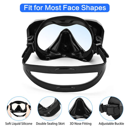 LUXPARD Snorkel Set, Anti-Fog Panoramic View Snorkel Mask and Anti-Leak Dry Snorkel Tube, Snorkeling Gear for Adults, Snorkel Kit Bag Included (Black)
