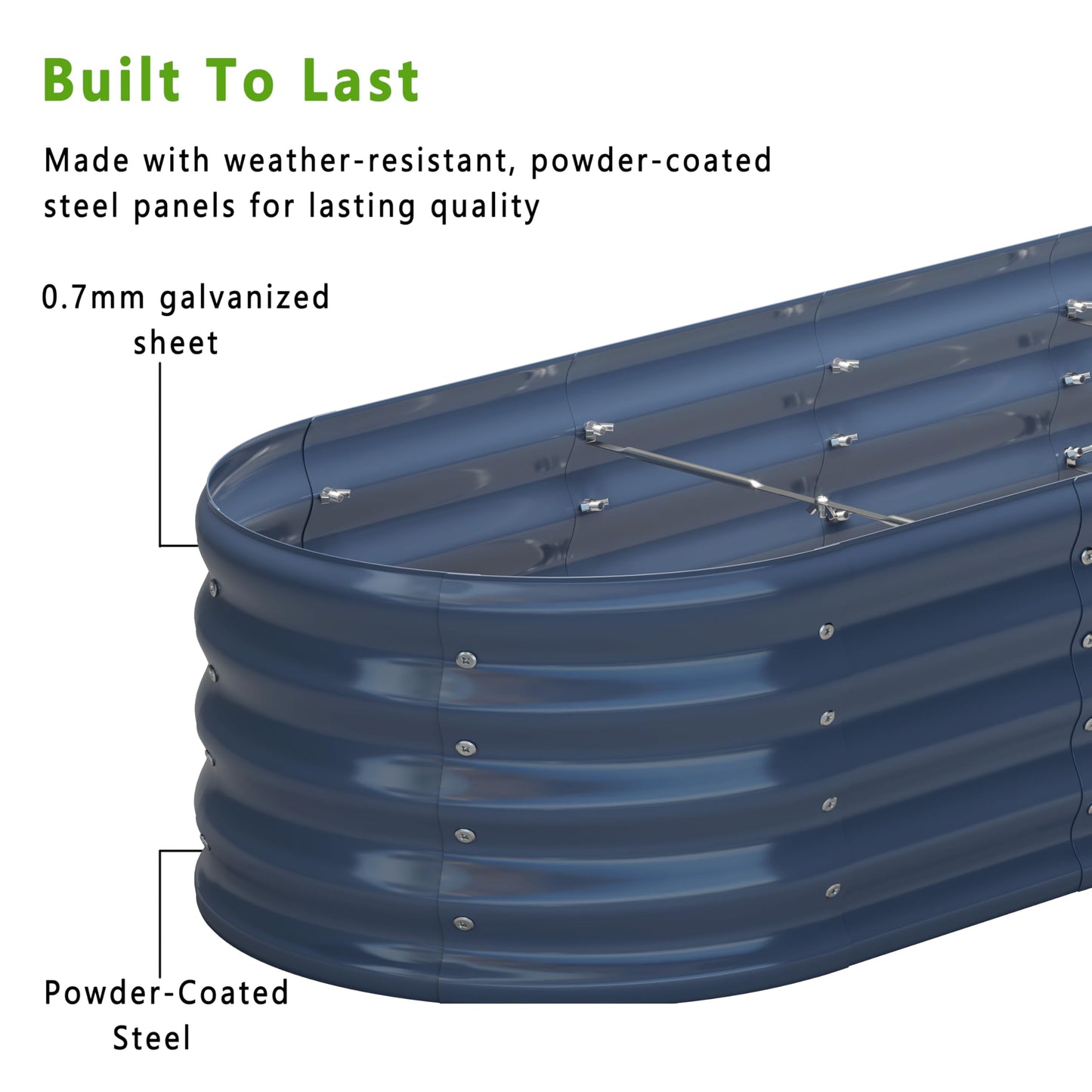 KFN 2PCS 12x1.8x1FT Galvanized Raised Garden Bed,Raised Garden Bed Kit-Oval Metal Vegetable Box,Large Planter Flower Boxes Outdoor,Planting for Vegetables,Flower,Herb,Grey,0.7mm